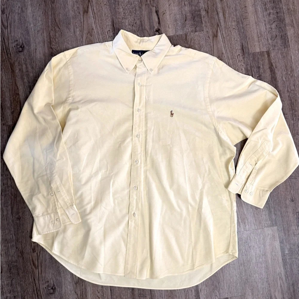 Ralph Lauren Blue Label Pale Yellow Button-Down Dress Shirt